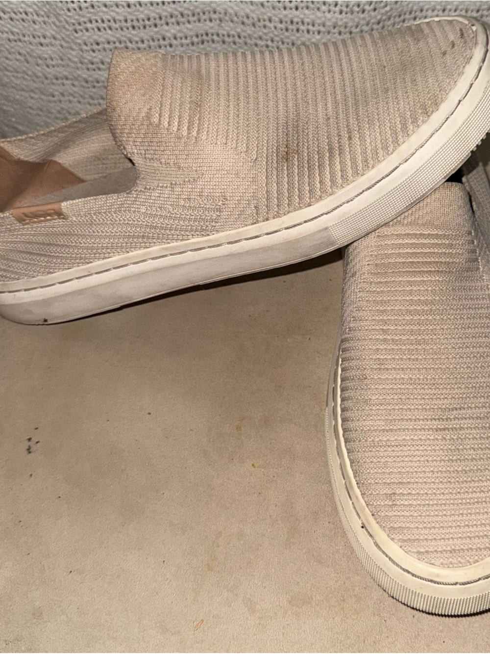 UGG Knit Slip-On Flats in Light Beige